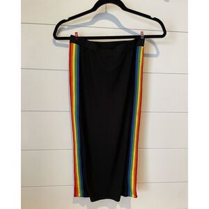 Black Y2K Rainbow Pencil Skirt Stretch Sz XS/Small Unknown Brand VTG